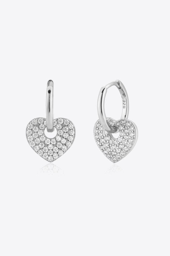 Zircon Heart Drop Huggie Earrings