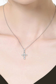  925 Sterling Silver Cross Moissanite Pendant Necklace