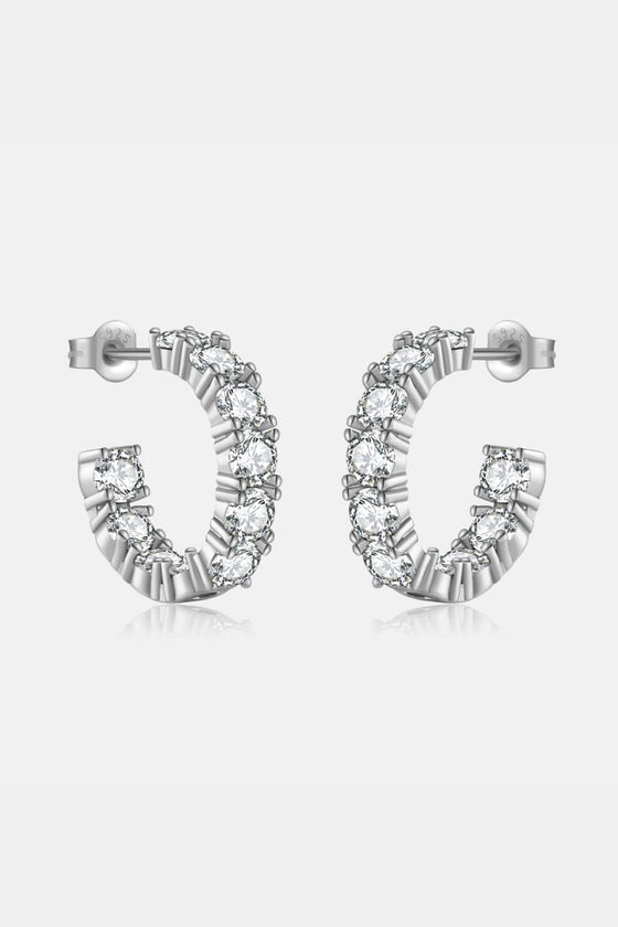 Inlaid Zircon C-Hoop Earrings