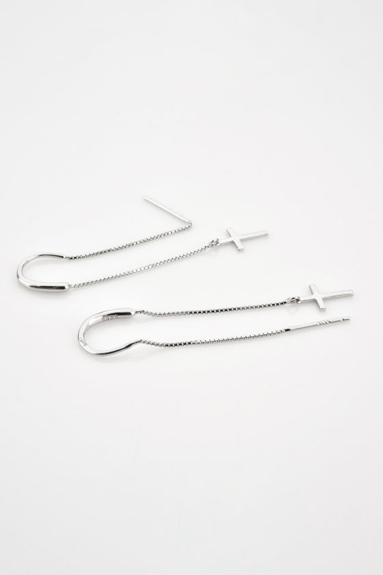 925 Sterling Silver Cross Threader Earrings