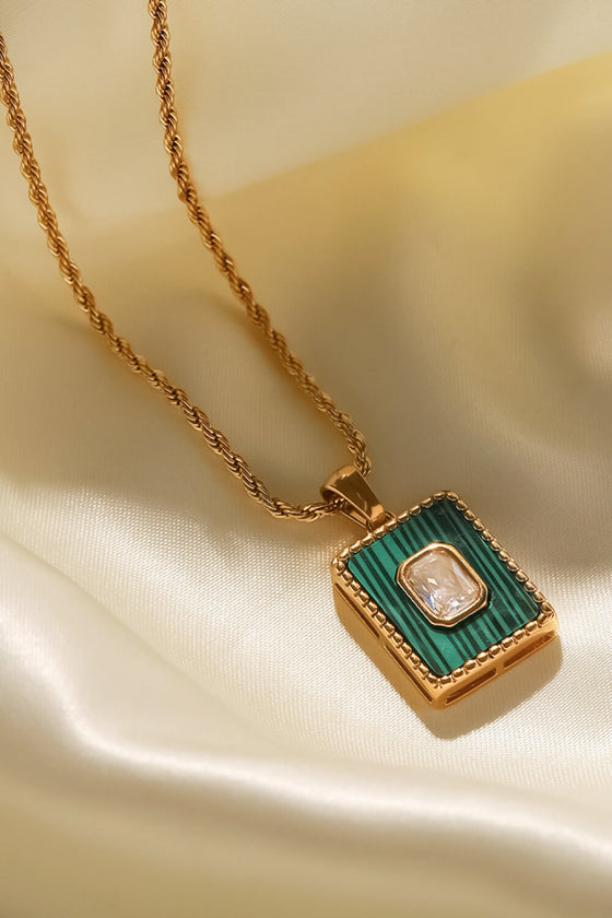 Square Pendant Twisted Chain Necklace