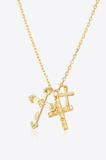  Inlaid Zircon Cross Pendant 925 Sterling Silver Necklace