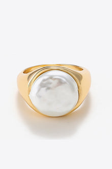  Pearl 18K Gold-Plated Alloy Ring