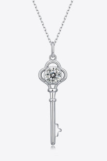  925 Sterling Silver 1 Carat Moissanite Key Pendant Necklace