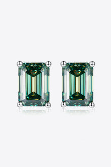  2 Carat Moissanite Stud Earrings in Green