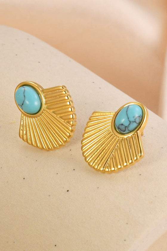 Turquoise 18K Gold Plated Stud Earrings