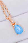 Teardrop Turquoise 4-Prong Pendant Necklace