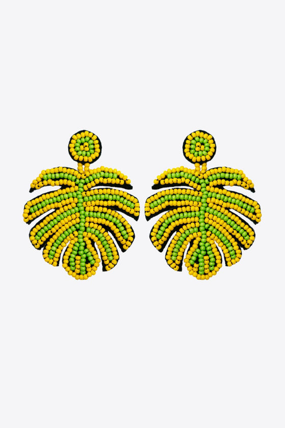 Beaded Banana Leaf Earrings