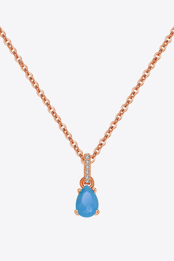 Teardrop Turquoise 4-Prong Pendant Necklace