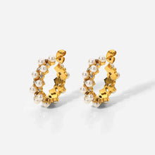  Pearl Rhinestone C-Hoop Earrings