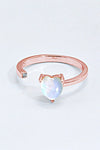 Inlaid Moonstone Heart Adjustable Open Ring