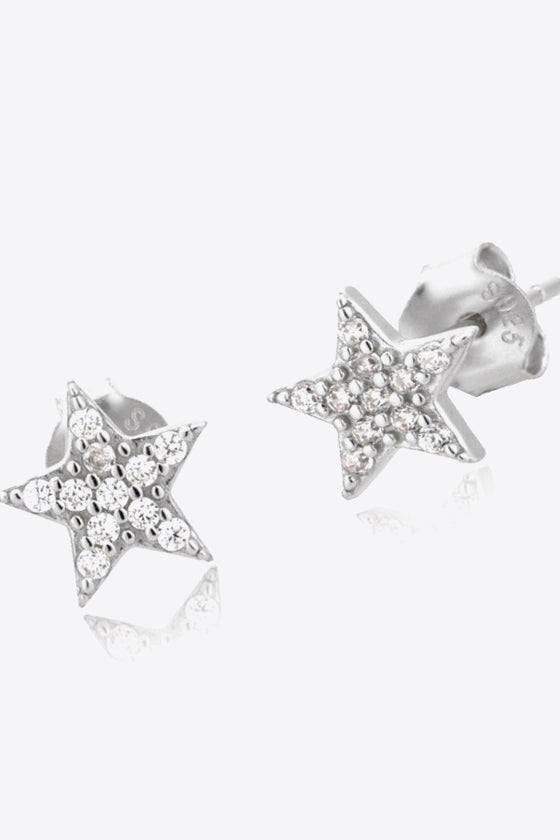 Zircon Decor Star Stud Earrings