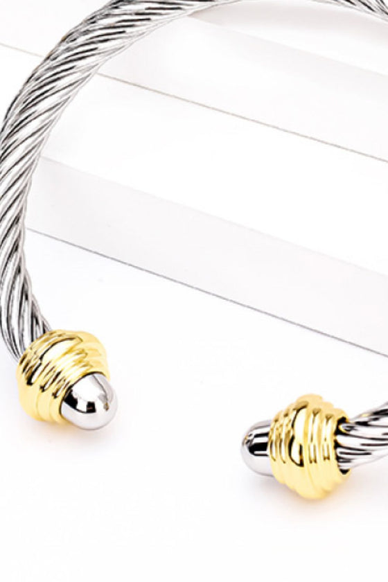 Stainless Steel Twisted Open Bracelet