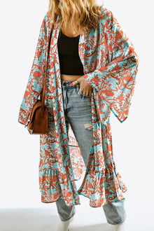  Printed Open Front Duster Cardigan