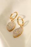 Inlaid Rhinestone Leaf Drop Earrings