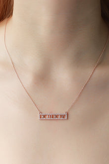  Inlaid Cubic Zirconia Bar Pendant Necklace