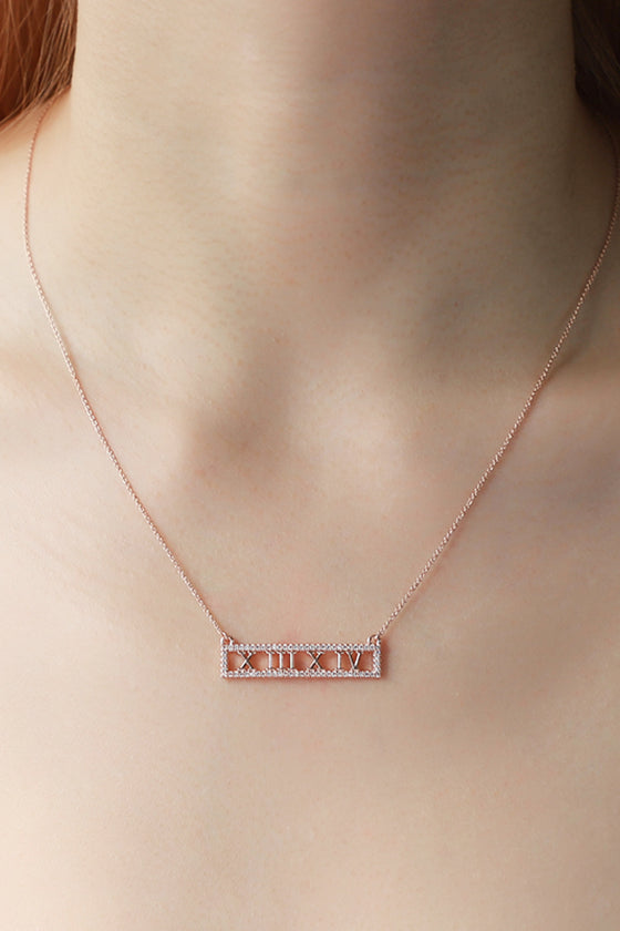 Inlaid Cubic Zirconia Bar Pendant Necklace