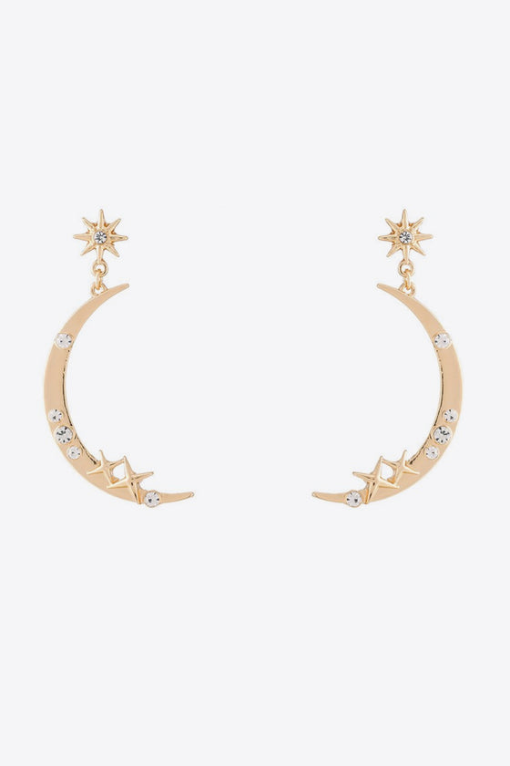 Zircon Star and Moon Alloy Earrings