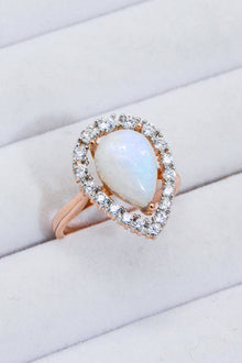  Moonstone Teardrop-Shaped 925 Sterling Silver Ring