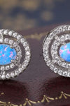 925 Sterling Silver Opal Round Stud Earrings