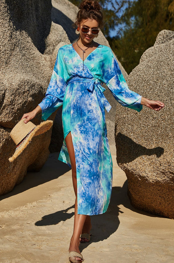 Tie Dye Wrap Maxi Dress