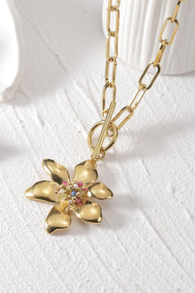  Flower Pendant Stainless Steel Necklace