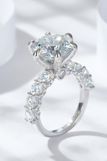  3-Carat Moissanite Platinum-Plated Side Stone Ring