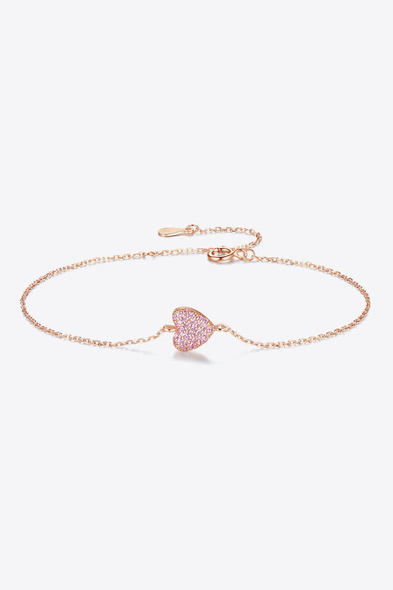 Zircon Heart 925 Sterling Silver Bracelet