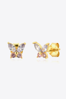  Inlaid Zircon Butterfly-Shaped Stud Earrings