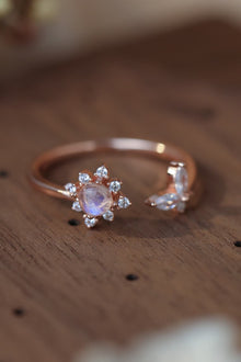  Moonstone 18K Rose Gold-Plated Open Ring