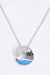 Opal and Zircon Wave Pendant Necklace