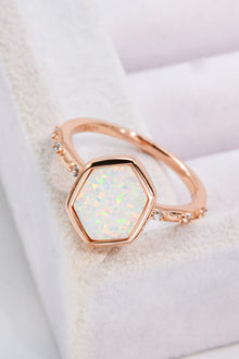  Opal Hexagon 925 Sterling Silver Ring