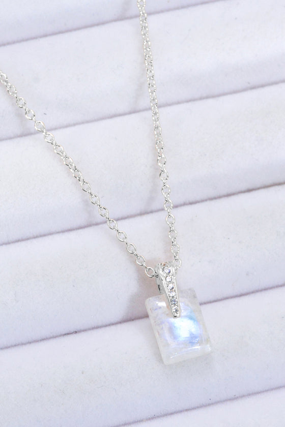 925 Sterling Silver Natural Moonstone Pendant Necklace