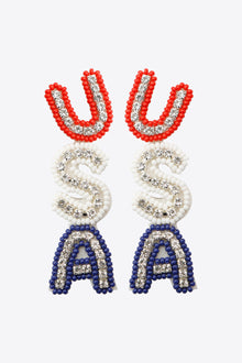  USA Beaded Zircon Decor Earrings