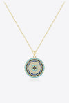 925 Sterling Silver Round Shape Artificial Turquoise Pendant Necklace