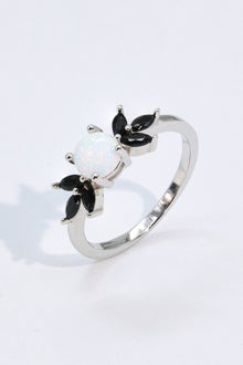  Opal and Zircon Contrast Ring