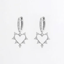  925 Sterling Silver Inlaid Zircon Heart Dangle Earrings