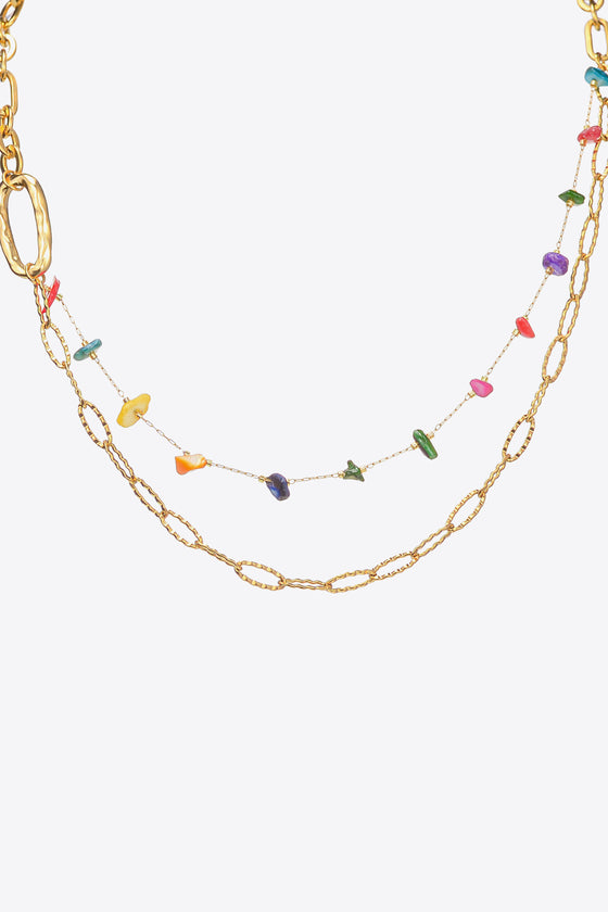 Multicolored Stone Double-Layered Necklace