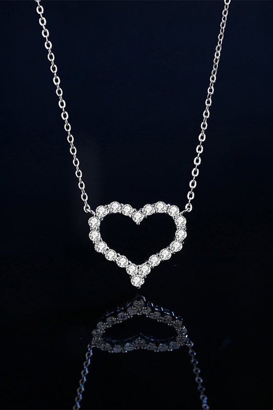 1 Carat Moissanite Heart Pendant Chain-Link Necklace