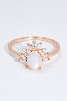  18K Rose Gold-Plated Natural Moonstone Ring