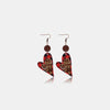 PU Leather Wood Heart Dangle Earrings