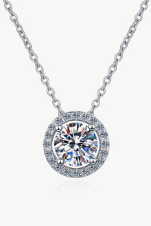  1 Carat Moissanite Round Pendant Chain Necklace