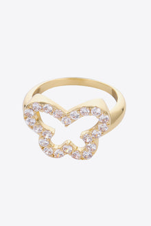  Rhinestone Butterfly-Shaped Ring