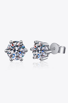  925 Sterling Silver 6-Prong 2 Carat Moissanite Stud Earrings