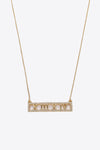 Inlaid Cubic Zirconia Bar Pendant Necklace