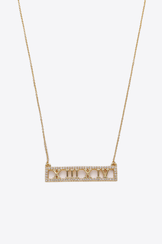 Inlaid Cubic Zirconia Bar Pendant Necklace