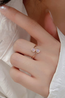  High Quality Natural Moonstone 925 Sterling Silver Toi Et Moi Ring