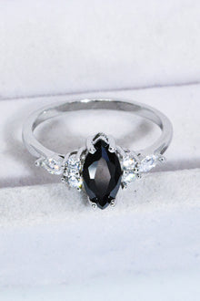  925 Sterling Silver Black Agate Ring