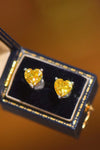 2 Carat Yellow Heart Moissanite Platinum-Plated Earrings