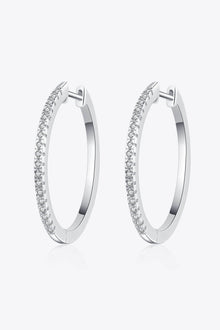  Rhodium-Plated Moissanite Hoop Earrings